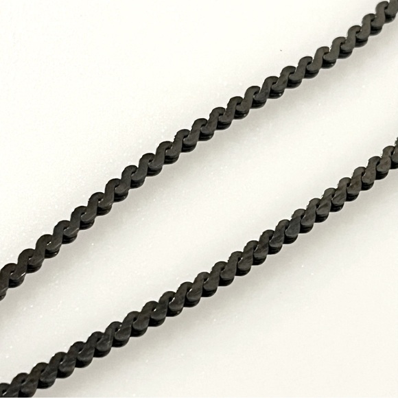 Vintage Iridescent Rhinestone Gunmetal Serpentine Chain Necklace - Picture 8 of 16